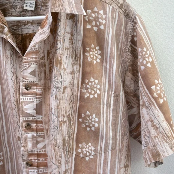 Cooke Street Honolulu Vintage Cream Button Down Beach Hawaiian Shirt, Size Large - Picture 4 of 12